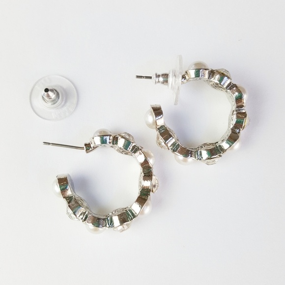 NWT Croft & Barrow Faux Pearl & Crystal Earrings - Picture 4 of 7